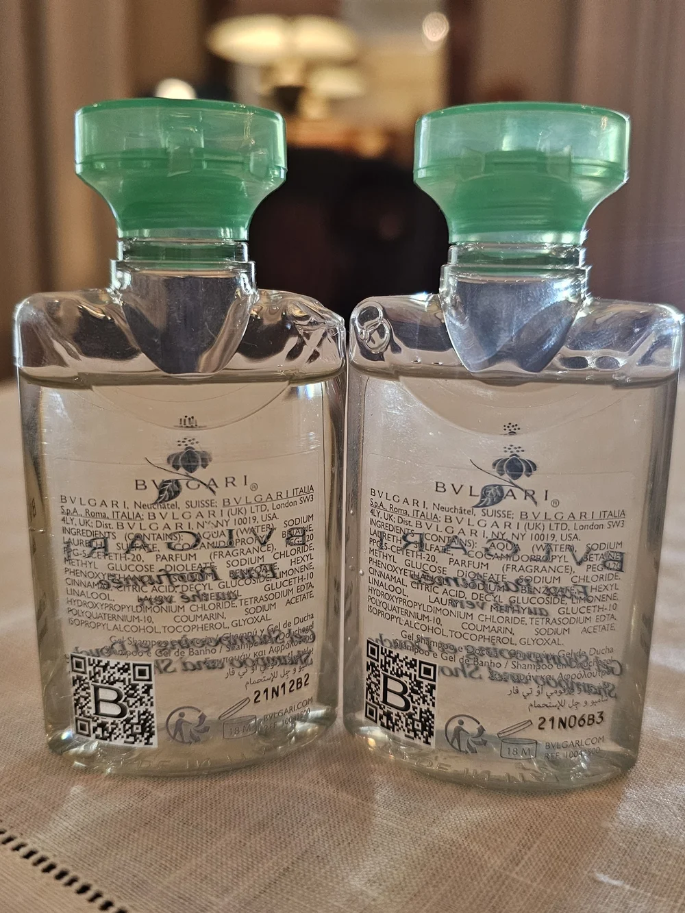 Bvlgari Green Tea Luxury Hotel Amenities Shampoo Shower Gel Set of 2
